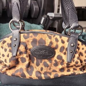 Dolce & Gabbana Black and Brown Leopard Shoulder Bag